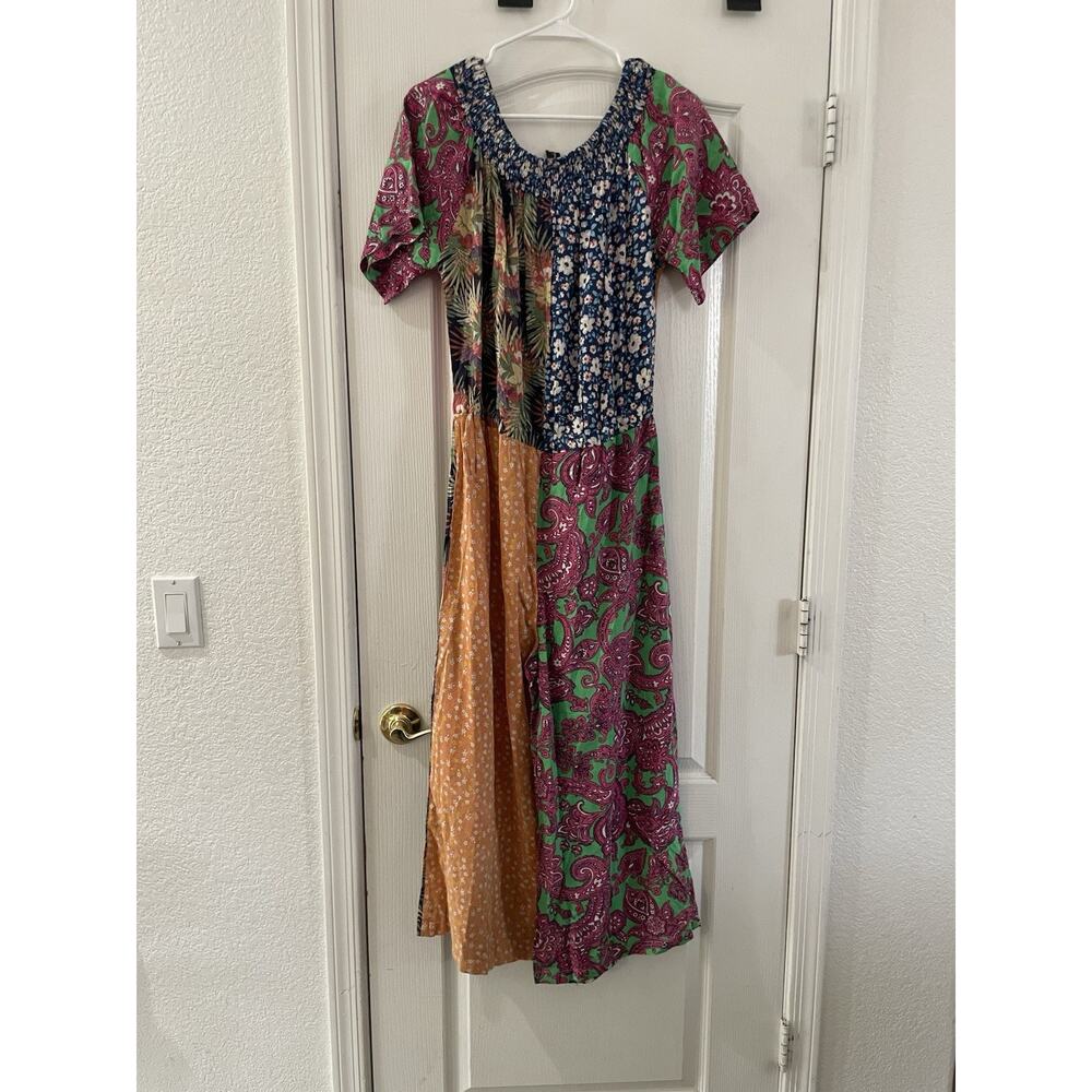 Sacred Threads S/M Patch floral Pant Shirt Sleeve Romper - Picture 4 of 4